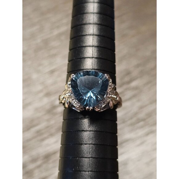 925 Sterling Silver London Blue Topaz Size 12 Ring - 6.78g - Picture 1 of 5